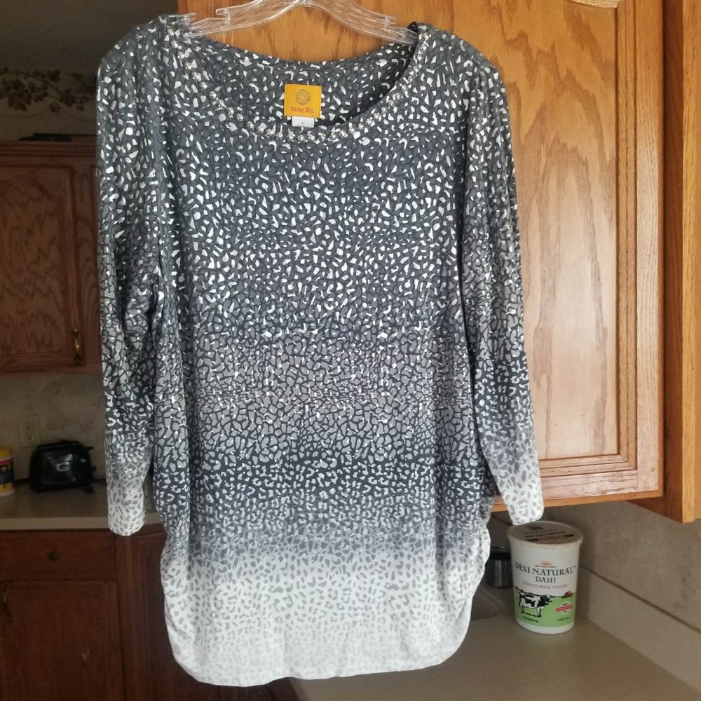 RUBY RD WOMENS TOP BLOUSE SIZE  L